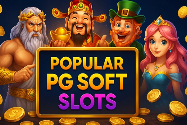 Ilustrasi 3D mewah menampilkan pilihan game slot PG Soft terpopuler dengan desain visual elegan, ikon scatter, dan tampilan RTP tinggi yang menggoda pemain.